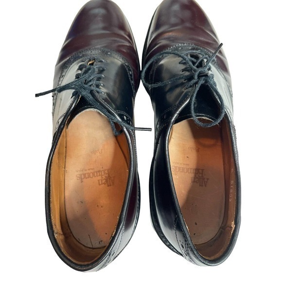Allen Edmonds Shelton 8271‎ Burgundy Two Tone Saddle Oxford Dress Shoe 9.5 B - Picture 4 of 7